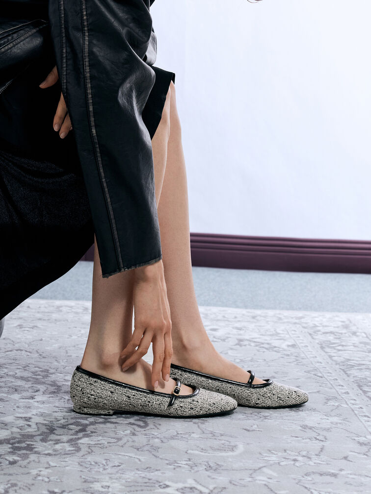 حذاء ماري جين تويد بحزام بمشبك, متعدد الألوان, hi-res