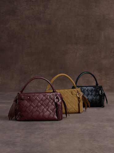 Ivette Woven Top Handle Bag, Sahara Sand, hi-res