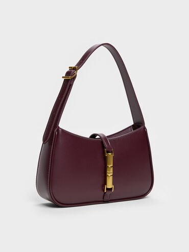Cesia Metallic-Accent Shoulder Bag, Wineberry Red, hi-res