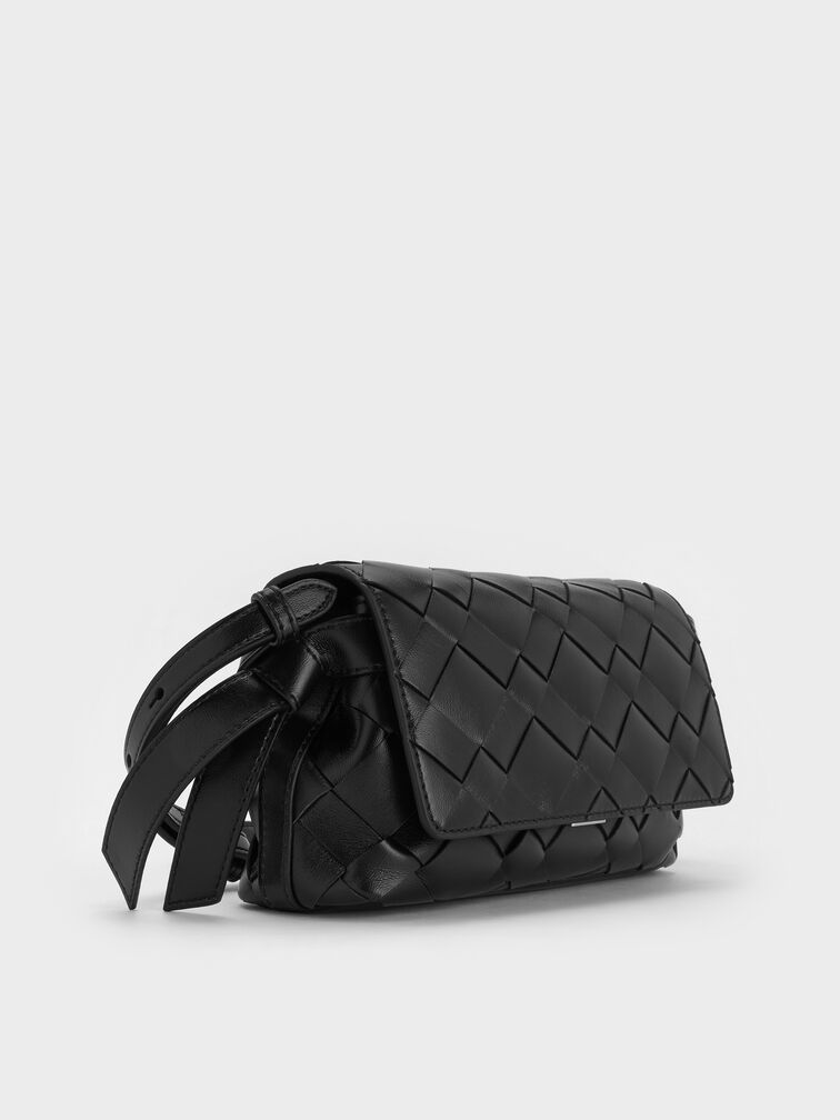 Ivette Woven Crossbody Bag, Noir, hi-res