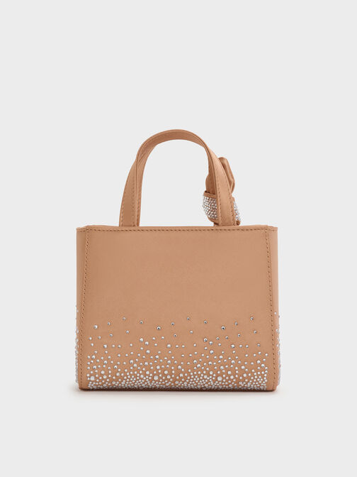 Albany Leather Crystal Mini Bag, Nude, hi-res