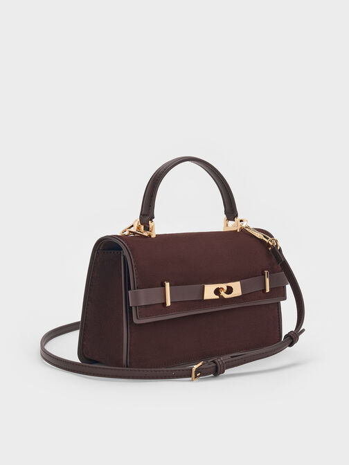 Arlet Belted Top Handle Bag, Espresso Brown, hi-res