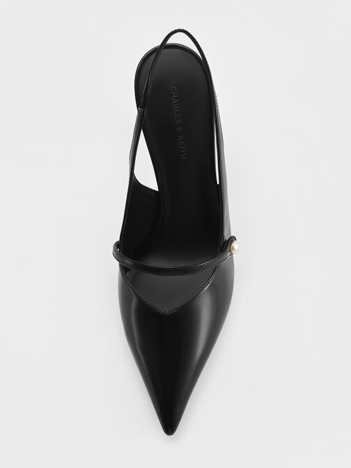 Helena Pearl Pointed Slingback Pumps, Black Boxed, hi-res