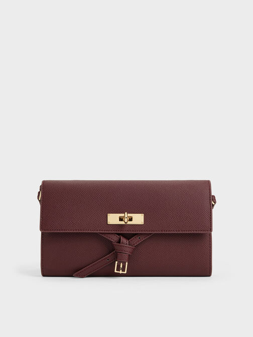 Tricha Knotted-Belt Crossbody Bag, Wineberry Red, hi-res