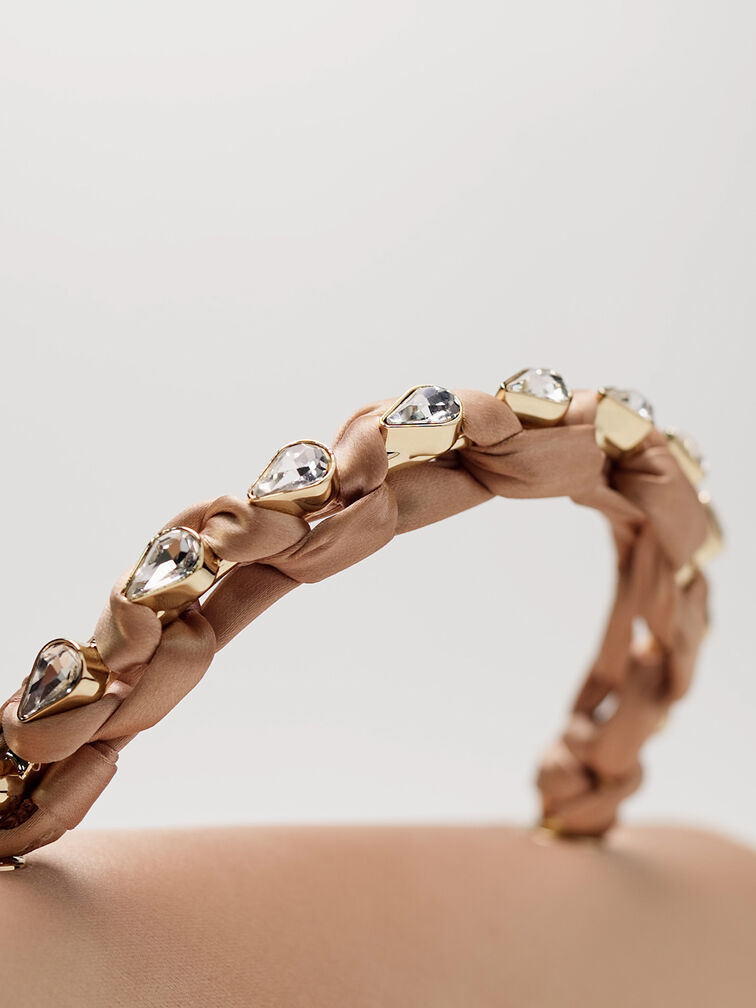 حقيبة إيليان من الساتان, شامباني, hi-res