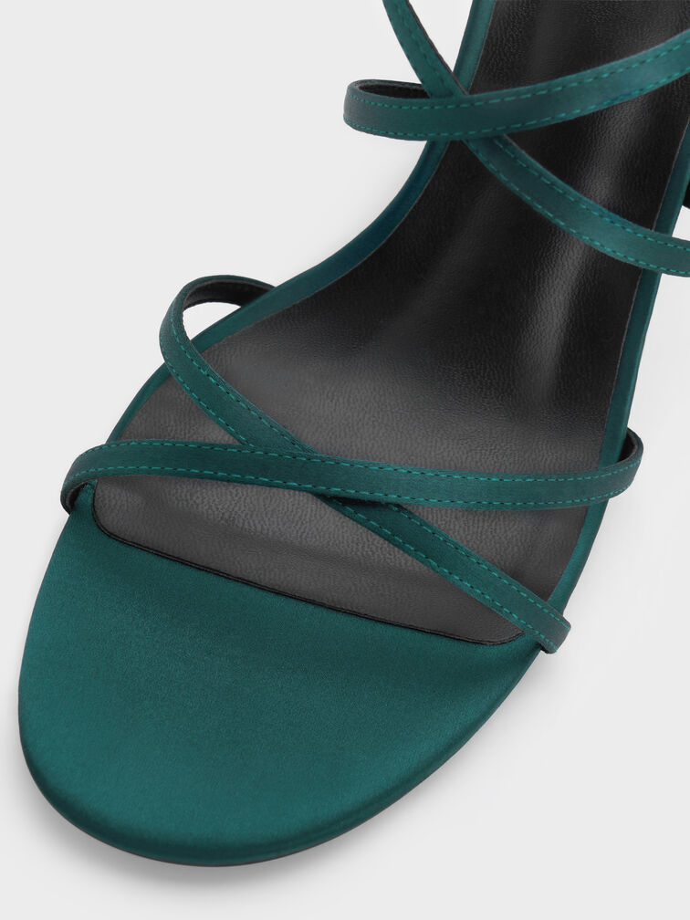 Strappy Crossover Heeled Sandals, Teal, hi-res