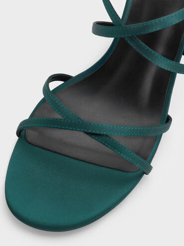Strappy Crossover Heeled Sandals, Teal, hi-res