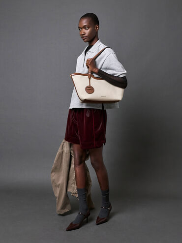 حقيبة حمل قماشية كبيرة الحجم من إينولا, شوكولاتي, hi-res