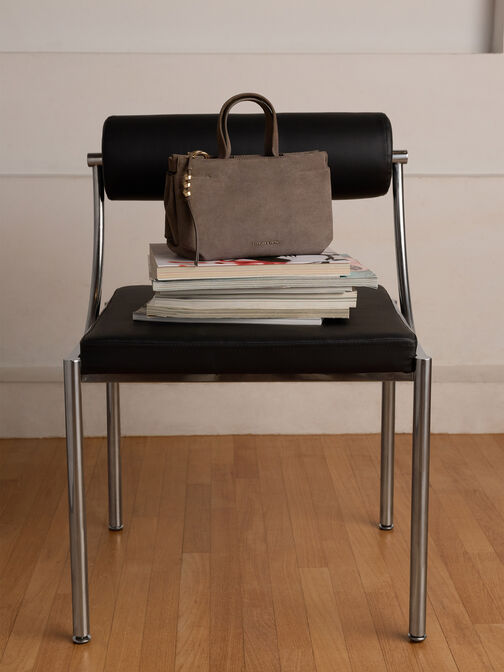 Mini Zephyr Tassel Tote Bag, Stone Grey, hi-res