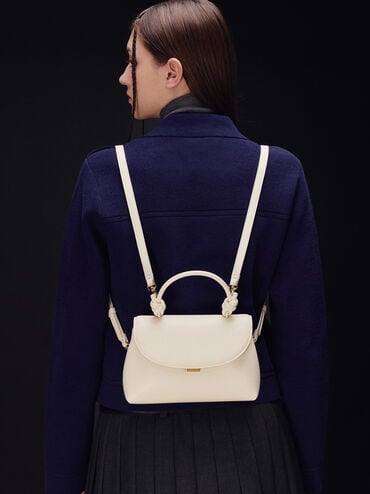 Sammie Knotted-Handle Convertible Backpack, Cream, hi-res