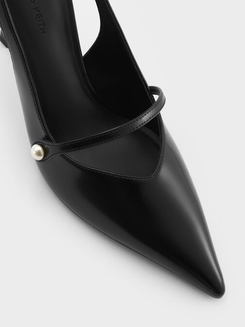 Helena Pearl Pointed Slingback Pumps, Black Boxed, hi-res