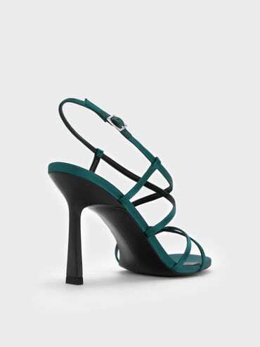 Strappy Crossover Heeled Sandals, Teal, hi-res