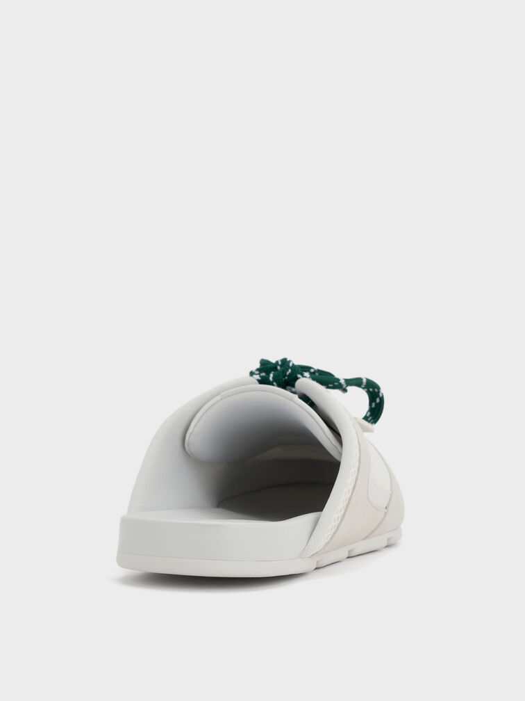 Mesh Lace-Up Sneaker Mules, White, hi-res