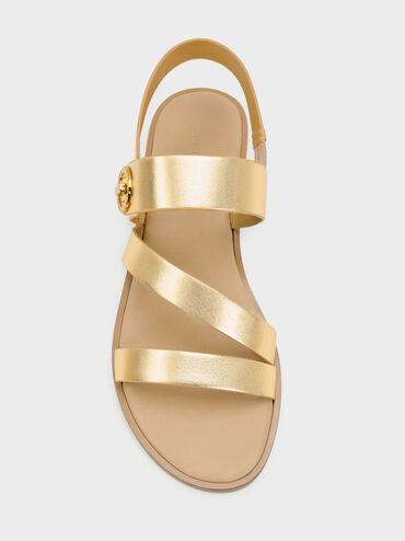 Yara Metallic Strappy Sandals, Gold, hi-res