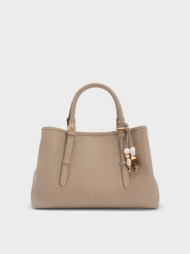 Baral Bead-Charm Tote Bag, Taupe, hi-res