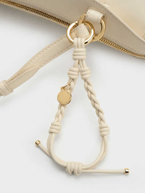 Haylen Braided-Charm Tote Bag, Cream, hi-res