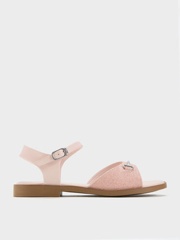Girls' Erinna Glittered Metallic-Accent Sandals, Light Pink, hi-res
