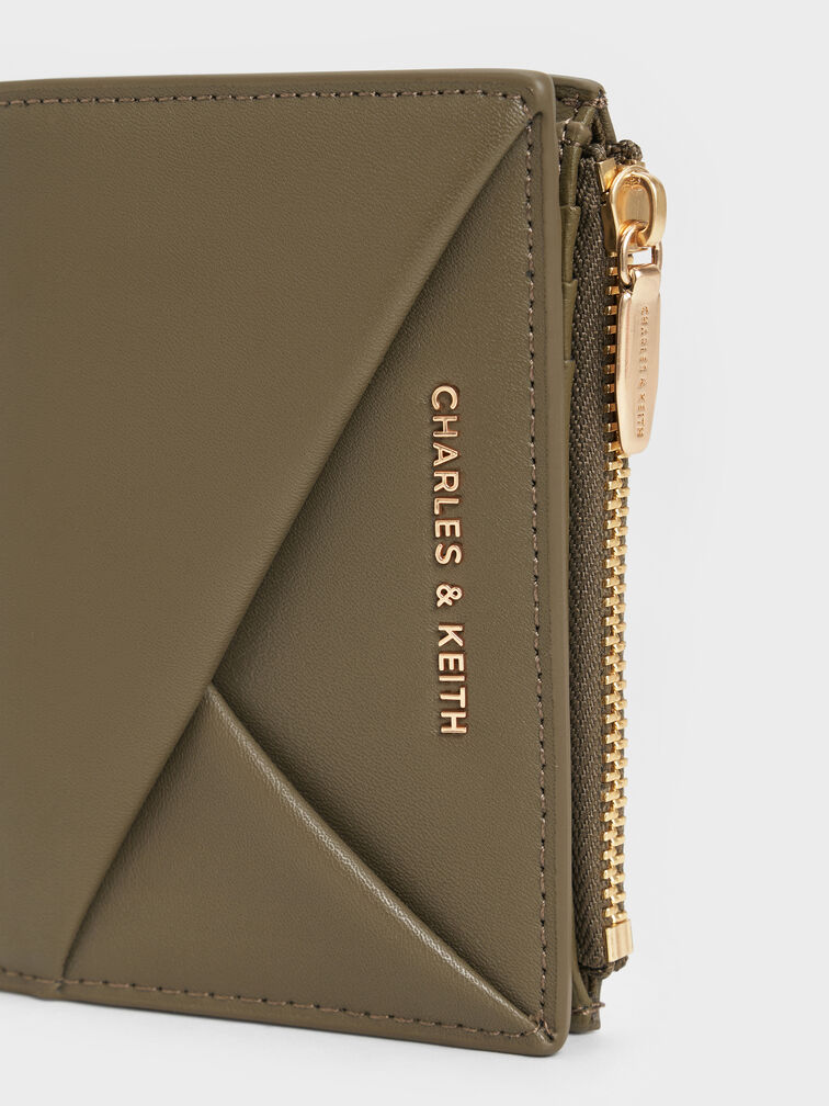 Midori Geometric Small Wallet, Deep Olive, hi-res