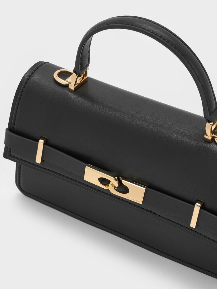 شنطة يد أرليت بحزام, أسود, hi-res