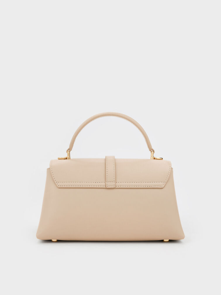 Adalyn Metallic-Buckle Top Handle Bag, Dusted Oat, hi-res