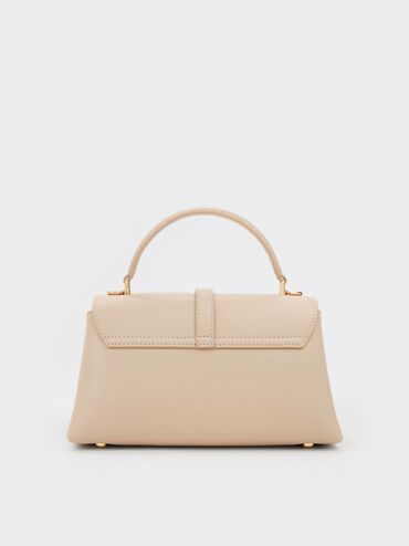 Adalyn Metallic-Buckle Top Handle Bag, Dusted Oat, hi-res