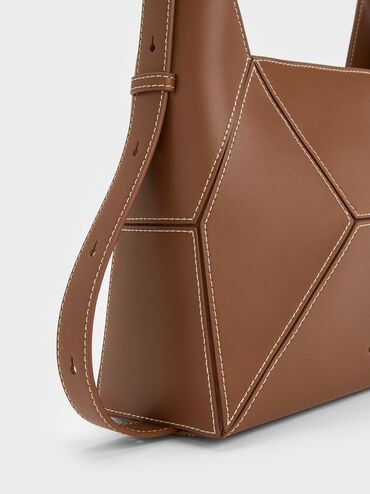 Nasrin Geometric Hobo Bag, Chocolate, hi-res