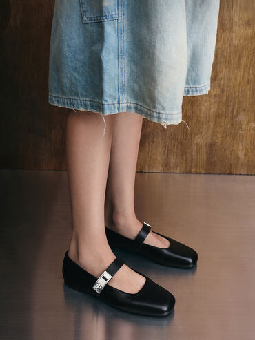 Lando Mary Jane Flats, Black, hi-res