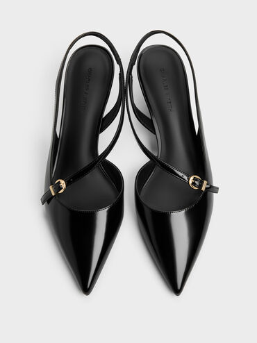 Asymmetric D'Orsay Slingback Pumps, Black Boxed, hi-res