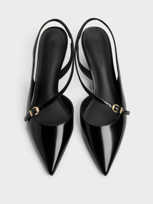 Asymmetric D'Orsay Slingback Pumps, Black Boxed, hi-res