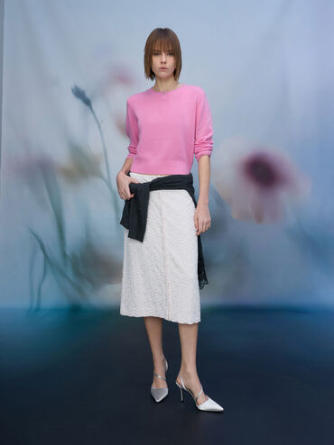 Cordelia Pointed Slingback Pumps, Silver, hi-res