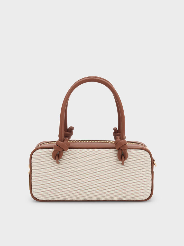 Sammie Canvas Knotted-Handle Boxy Bag, Taupe Canvas, hi-res