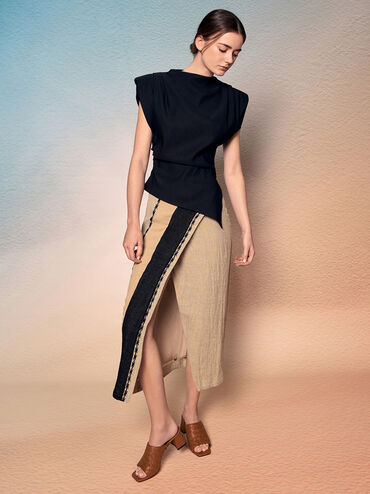 Ivette Woven Heeled Mules, Brown, hi-res