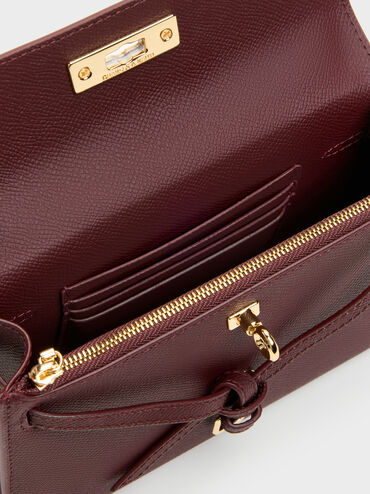 Tricha Knotted-Belt Top Handle Bag, Wineberry Red, hi-res