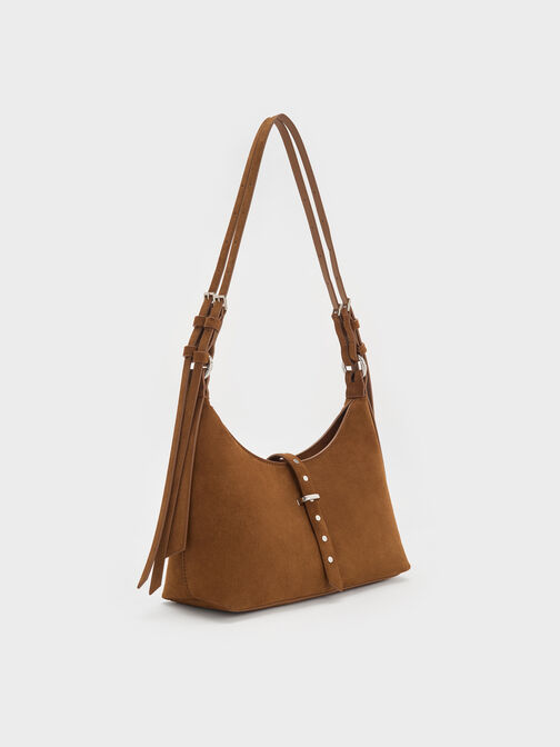 Lark Studded Belted Shoulder Bag, Sienna Brown, hi-res