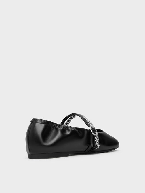 Georgie Chain Mary Jane Flats, Black, hi-res