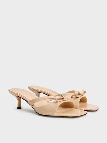 Kaleen Patent Kitten-Heel Mules, Nude, hi-res
