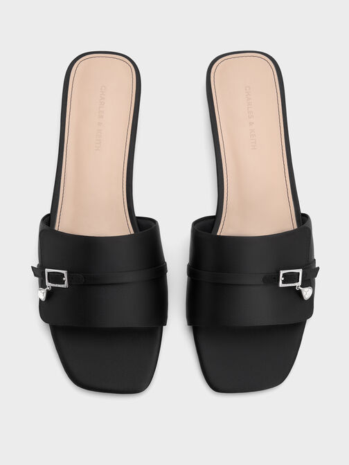 صنادل سلايد من الساتان, أسود خشن, hi-res