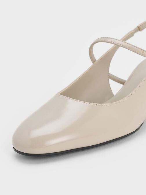 Slingback Mary Jane Pumps, Light Grey, hi-res