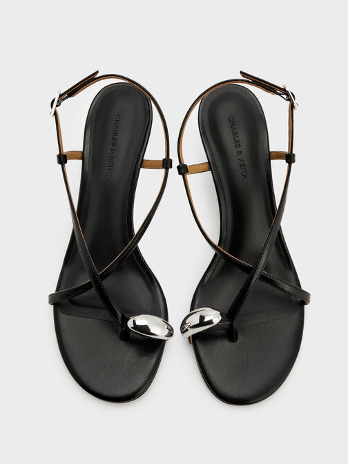 Raina Toe-Ring Heeled Sandals, Black, hi-res