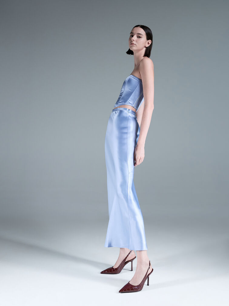 Croc-Effect Pointed Slingback Pumps, Animal Print Burgundy, hi-res