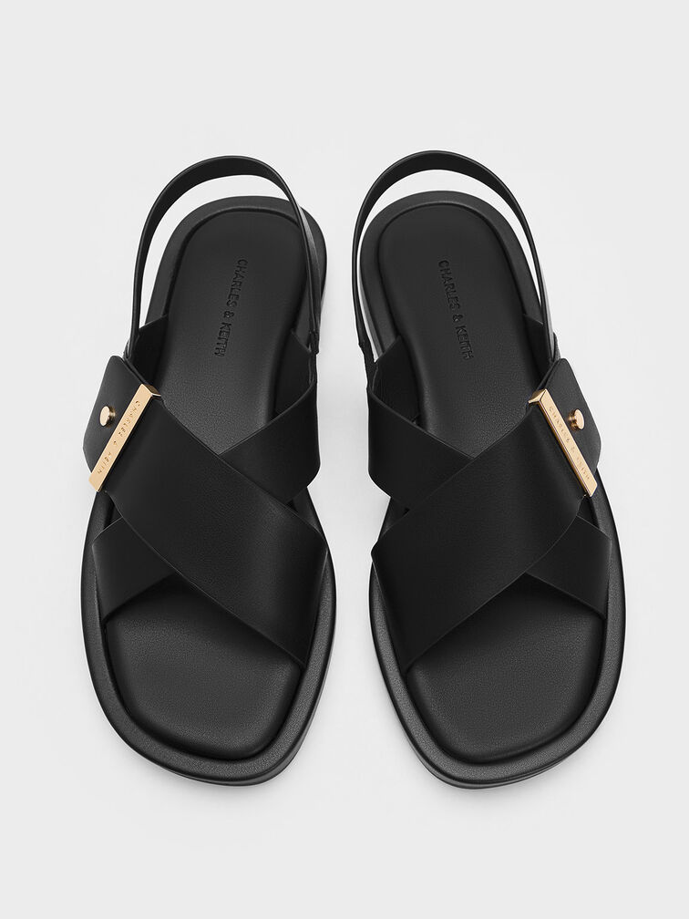 Audra Crossover Slingback Sandals, Black, hi-res