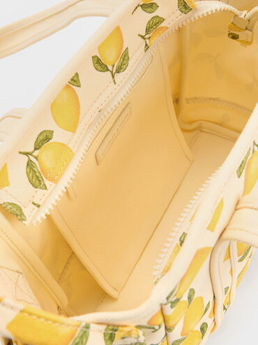 Amity Canvas Lemon-Print Tote Bag, Butter Yellow, hi-res