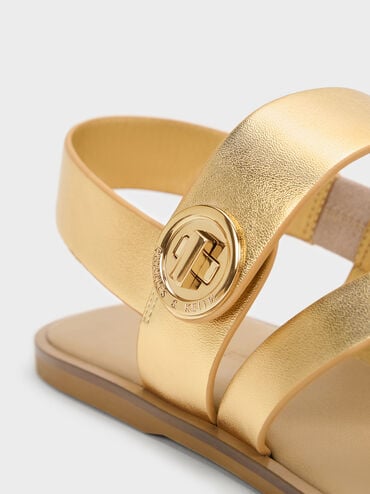 Yara Metallic Strappy Sandals, Gold, hi-res