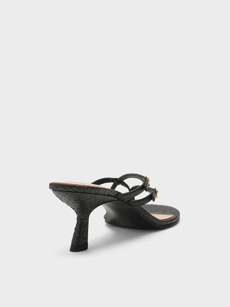 Crossover Toe-Ring Strappy Heels, Black, hi-res