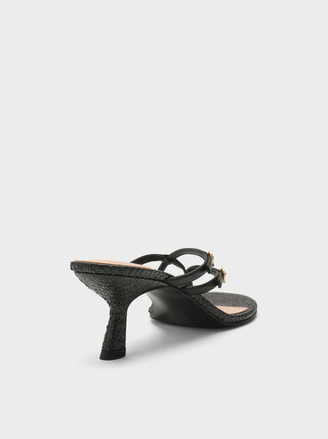 Crossover Toe-Ring Strappy Heels, Black, hi-res