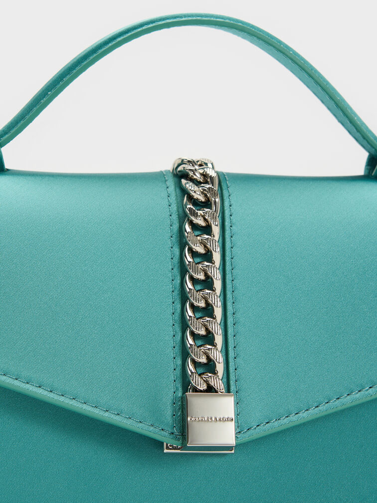 Taisia Chain Envelope Bag, Teal, hi-res