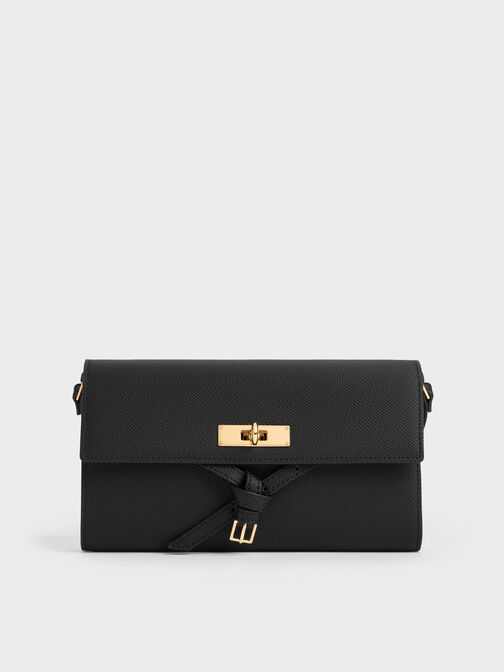 Tricha Knotted-Belt Crossbody Bag, Black, hi-res