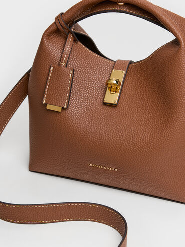 Chance Turn-Lock Bucket Bag, Chocolate, hi-res