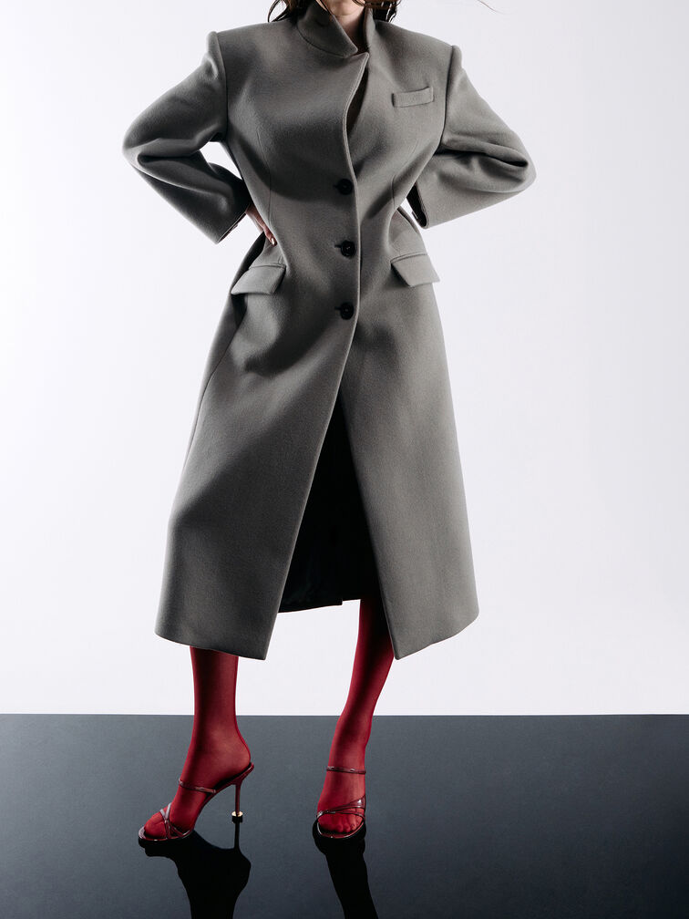 صندل مولز وين لامع بكعب منحوت ومتشابك, أحمر, hi-res