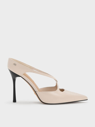 Kyra Leather Crossover Stiletto Mules, Oat, hi-res